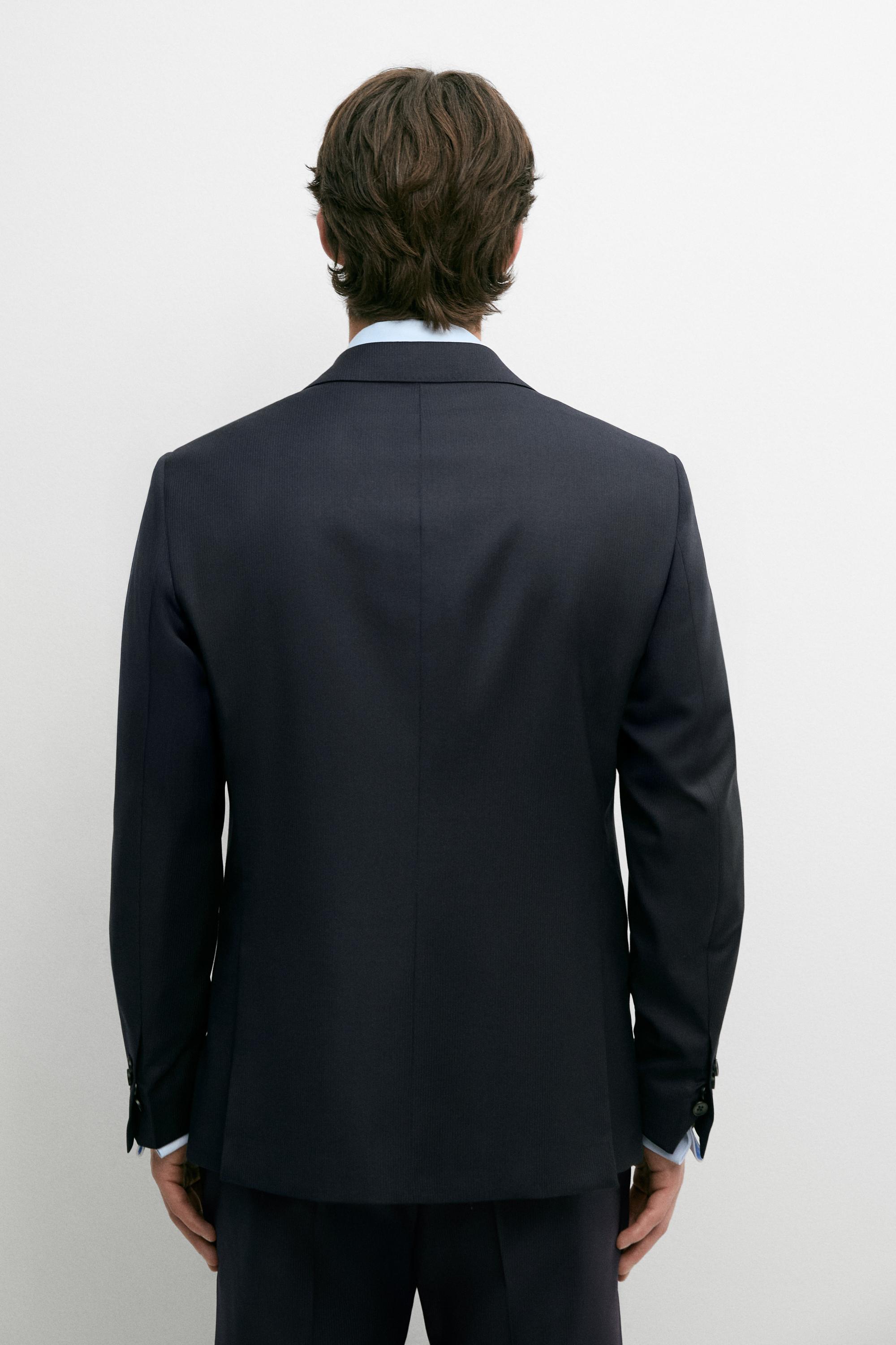 Striped wool blend suit blazer